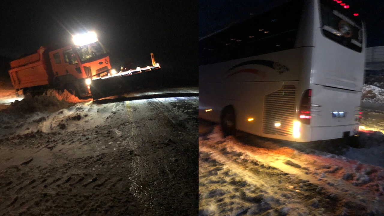 Artvin'de otobüs kara saplandı, yolcular mahsur kaldı