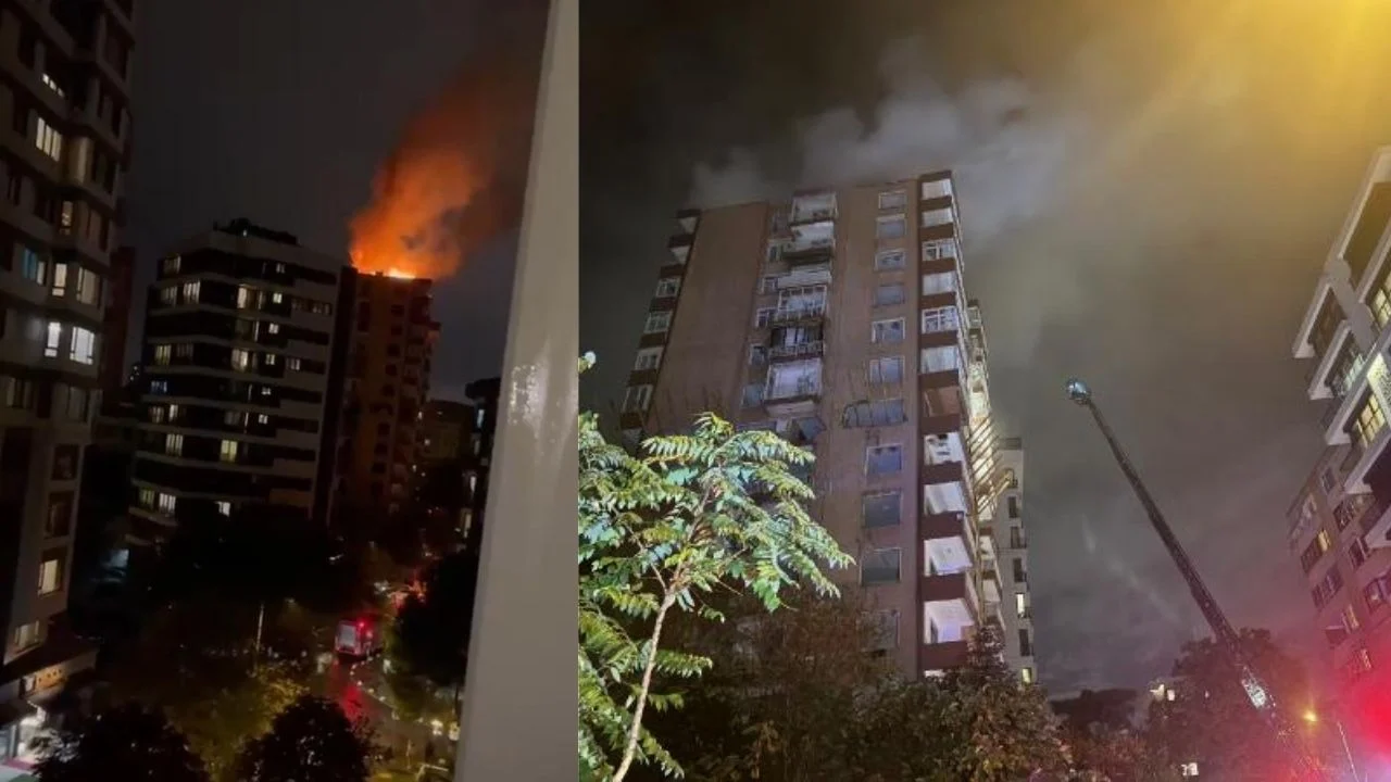 Kadıköy'de bir binaya yıldırım düştü, yangın çıktı